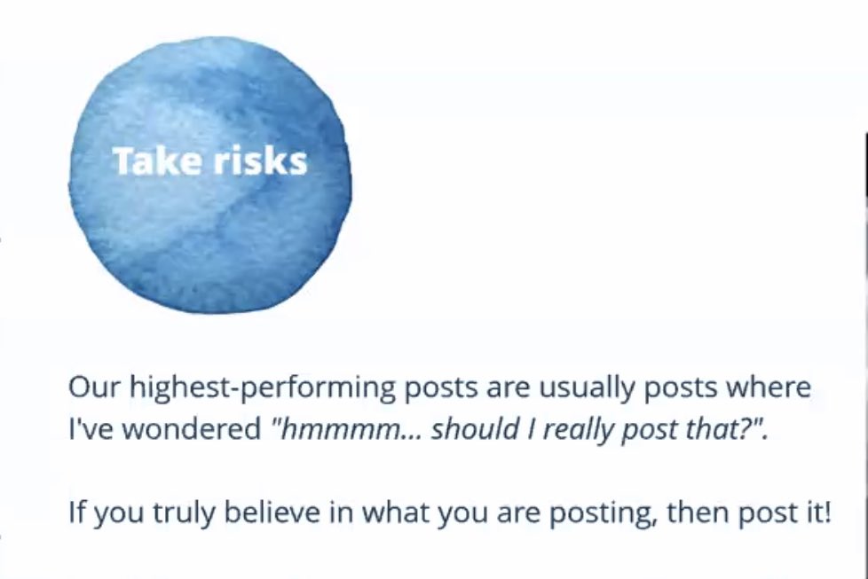 This 👍 
Be willing take risks in posts when you truly believe in what you’re sharing.

Be authentic. Make impact.

#ChangeTheWorldEvent