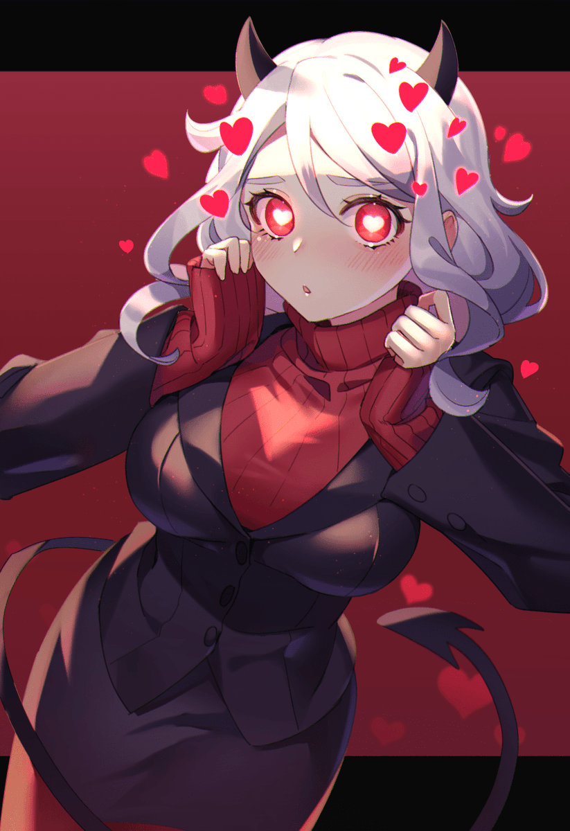nidu4s's tweet photo. https://t.co/6pg4KXWB2h #helltaker #modeus_helltaker #peta_snc7 #single #long_hair #tall_image #looking_at_viewer #blush #breasts #simple_background #red_eyes #silver_hair #tail #horn_horns #o #symbol-shaped_pupils #demon_girl #red_background #demon_tail #heart-shaped_pupils https://t.co/mmfVby7MBD