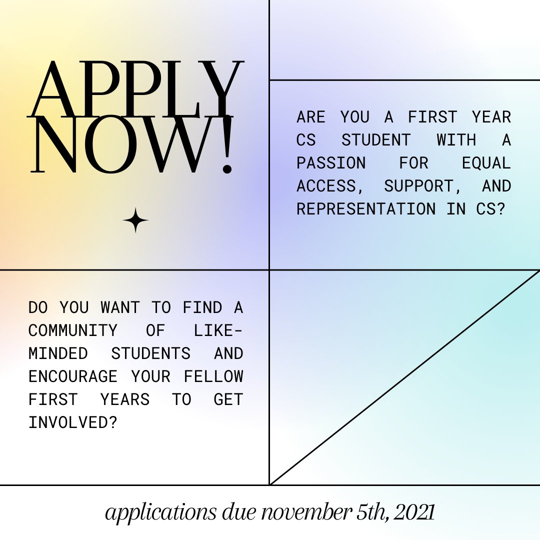 wics_uoft's tweet photo. Are you a first year UofT student taking at least one computer science course this school year? Do you want to get more involved with WiCS? Then apply to become a first year representative for WiCS!

Apply through the google form by November 5th: 
https://t.co/DucwoQBTJE https://t.co/4kjQwdTlNI