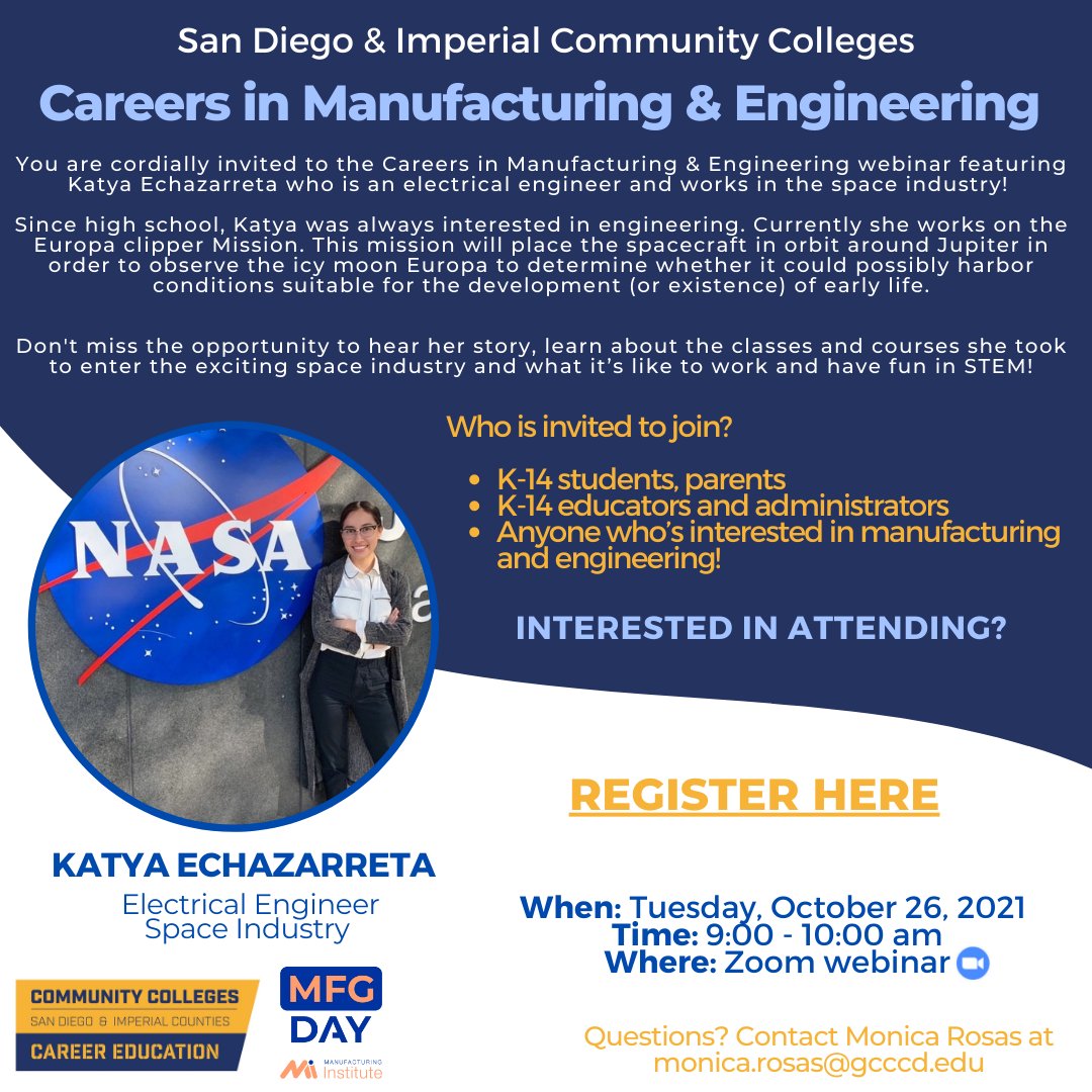 RuishanC's tweet photo. Last chance to register :) Who should attend? Parents, students, educators, &amp; administrators

Celebrate #ManufacturingMonth with Katya Echazarreta who works in the space industry! https://t.co/1X3gszmR33

Ticket https://t.co/enUdBPyGaa

#stem #engineering #school 
@MonicaRosas81 https://t.co/K75e1h4zXJ