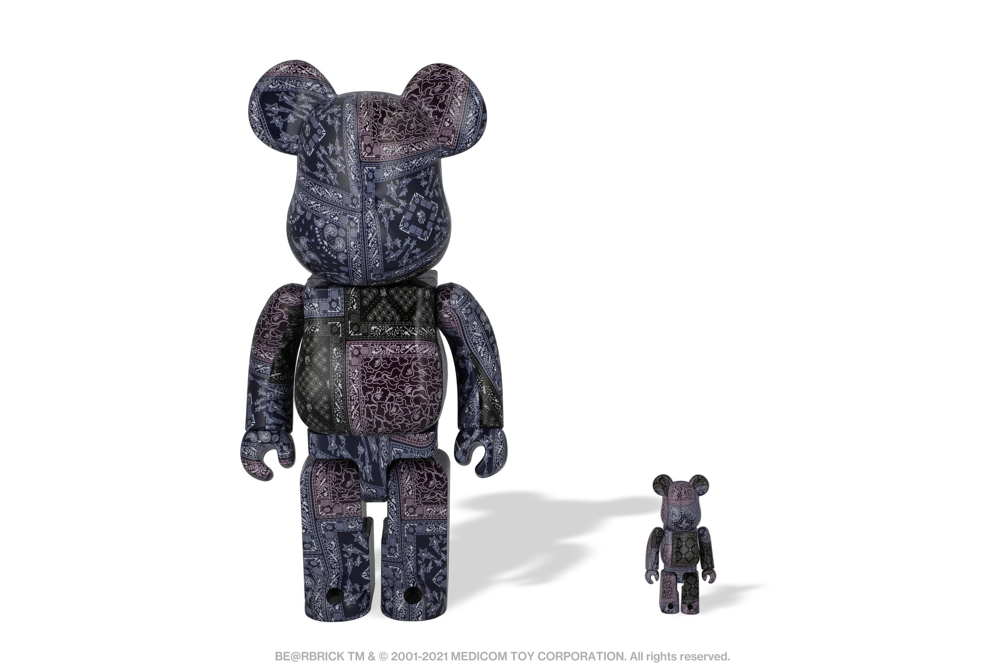 BE@RBRICK x BAPE(R) BLACK BANDANA（腰果花）1000% Bearbrick