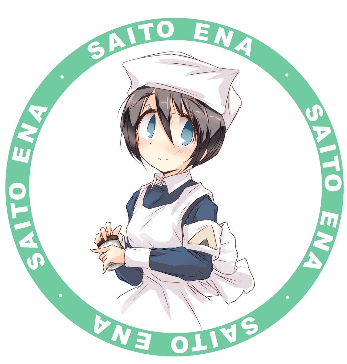 斉藤さんは癒しよね 青色 傘 のイラスト