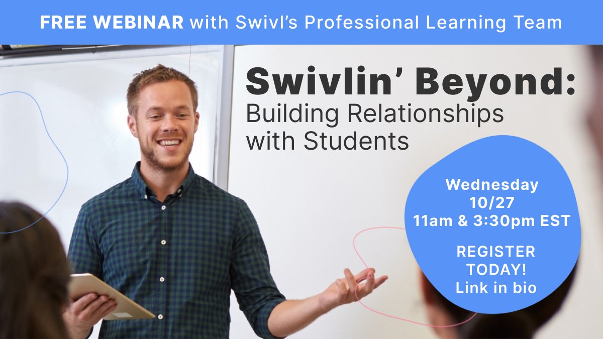 This Wednesday, join us for our #SwivlWebinar all about #buildingrelationships with students. We'll give you ideas on how to use Swivl tools during Halloween celebration forge strong relationships 🎃 

10/27 at 11am and 3:30pm ET. Register now: bit.ly/3mSuNAR