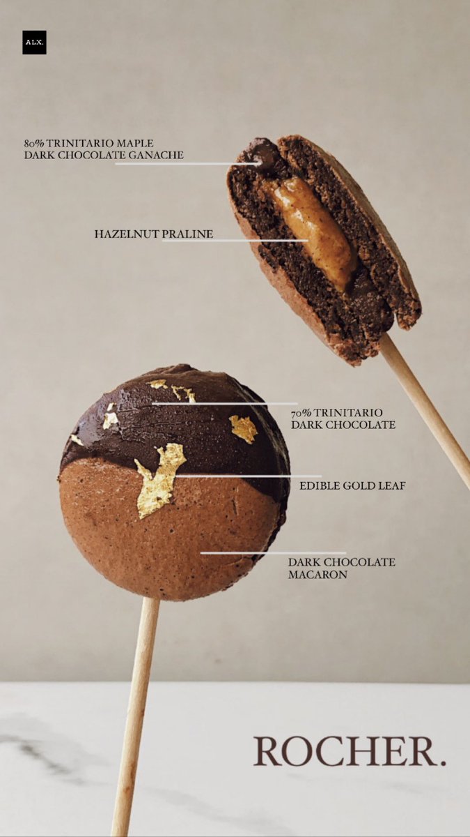 alxcafe's tweet photo. Dark Chocolate Rocher Macaron. https://t.co/fUeMQrpNd7