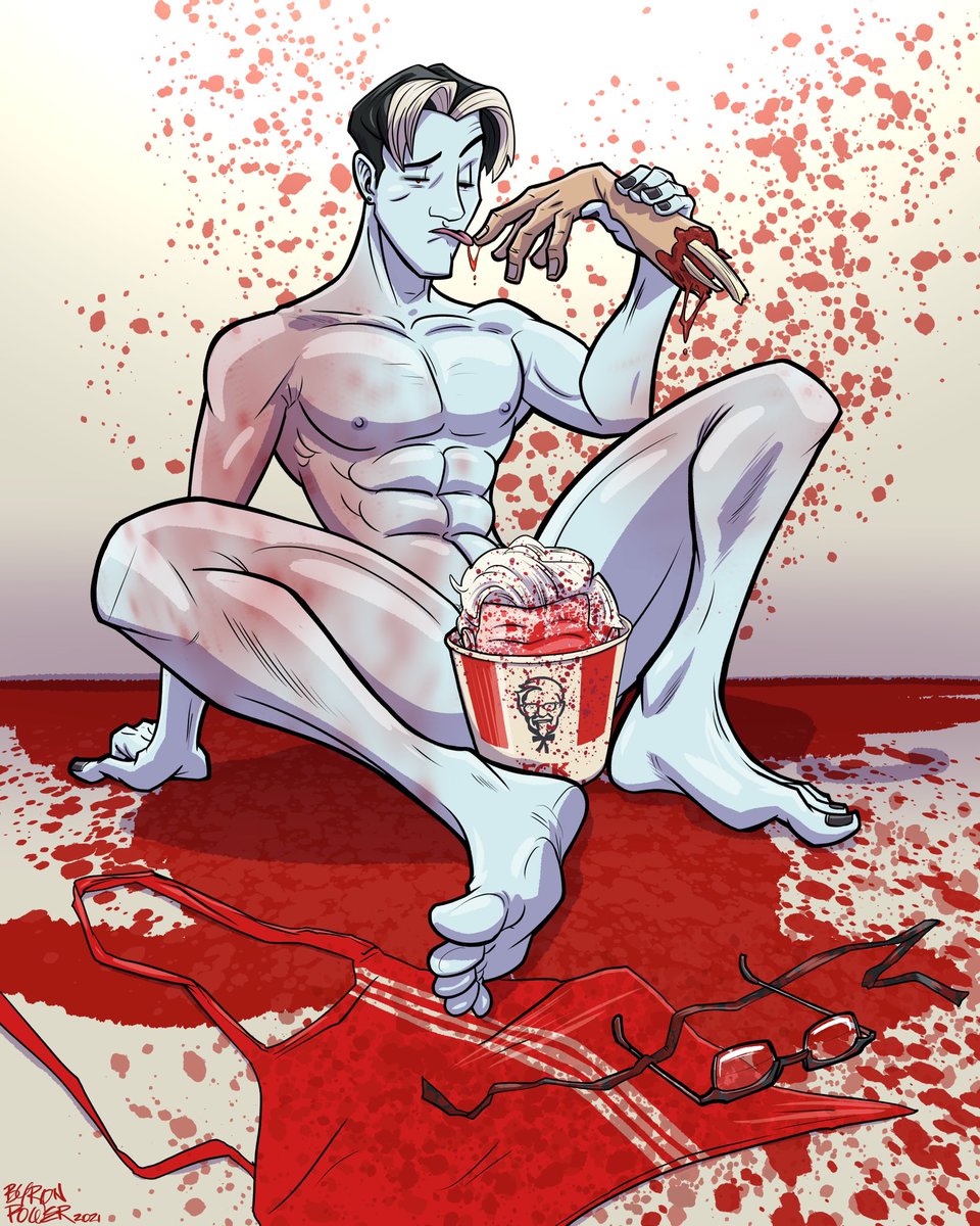 Byron_Power's tweet photo. HOMOWEEN 2021 - 25 - TASTES LIKE CHICKEN!
The colonel didn’t see that coming.
You can see the vampire D in the Patreon version, obvs!
#homoween2021 #homoween #vampire #gayvampire #vampireboy #gayart #gaycomics #gory #gayhalloween #ByronPower https://t.co/z7fyeYlho1