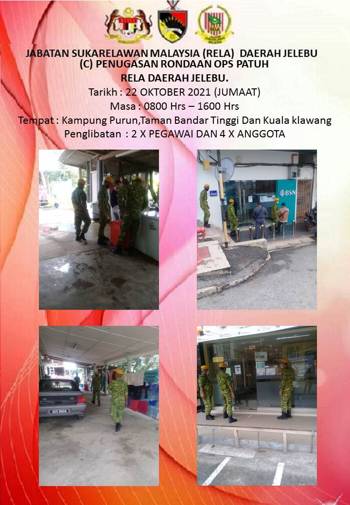 RELAJELEBU's tweet photo. (c) PENUGASAN RONDAAN OPS PATUH RELA DAERAH JELEBU
#OPSPATUH
#JELEBU
#Amaldanpatuh
#KitaJagaKita 
#NormalBaharu 
#Setiabakti 
@yahyakgc @relamalaysia @PrdGunalan @RELA_N9
@HairolBatista https://t.co/ydzoEEbOmY