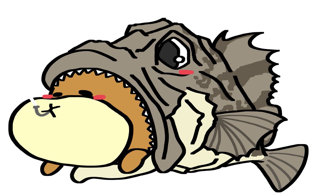 おおかみさん على تويتر 1日1絵 友人のリクエストで完成させました メバルに食われて釣られてるクマ Tシャツにして プレゼントするそうです 描いて欲しいって頼まれるってすごく嬉しい 絵描きさんと繋がりたい みんなで楽しむtwitter展覧会 一日一絵