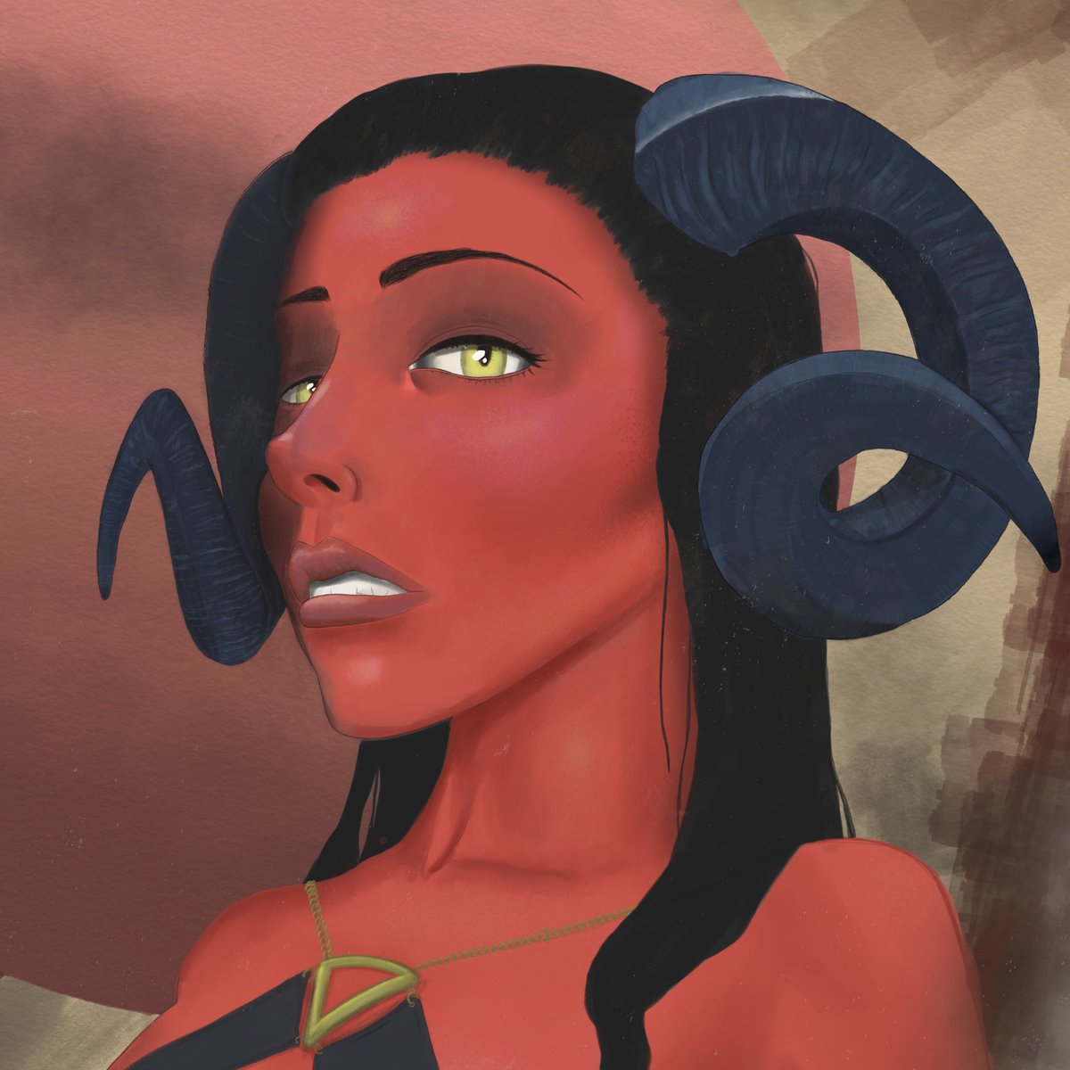 ArgyleDevil's tweet photo. A portrait of my lovely wife. #wife #art #devil #ninehells #digitalart #witchcraft #devil #Demon #succubus #tiefling https://t.co/Gugr1IzyZ4