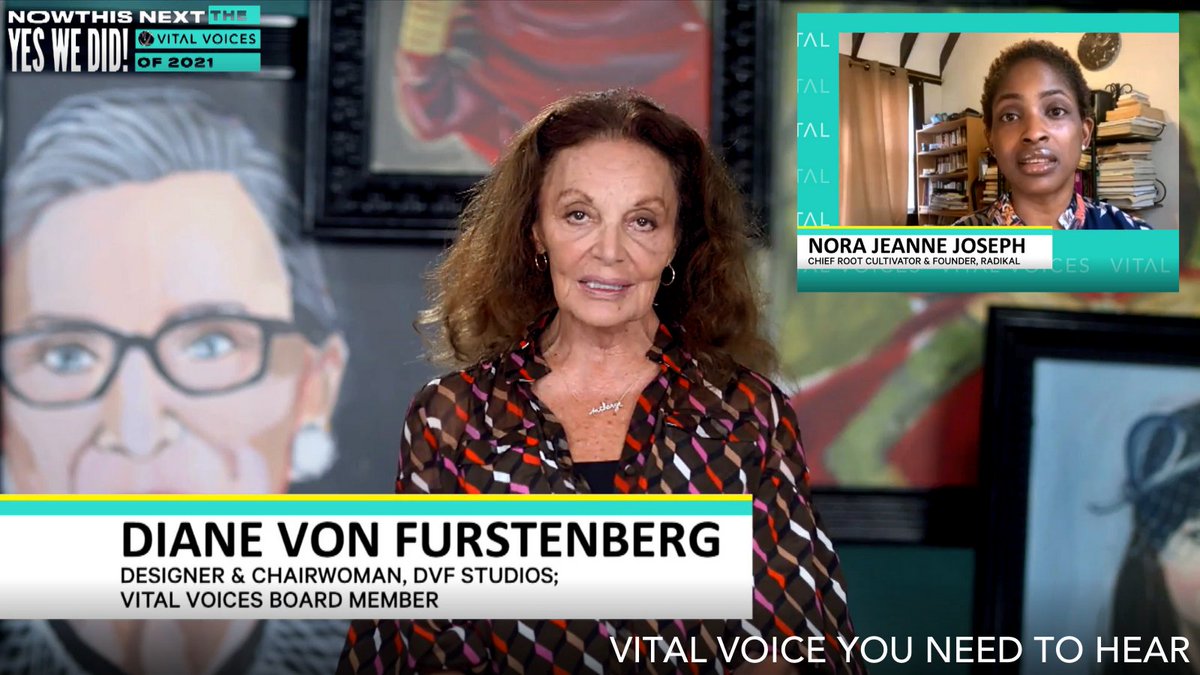 VitalVoices's tweet photo. Icon and VV Board Member @DVF introduces us to Nora Jeanne Joseph, a #vvnetworkmember and #VVYNTH at #NowThisNEXT! Nora Jeanne is the founder of @radikaldotco, a social business that helps Haitian women become financially independent. https://t.co/Z5LsH15QEr