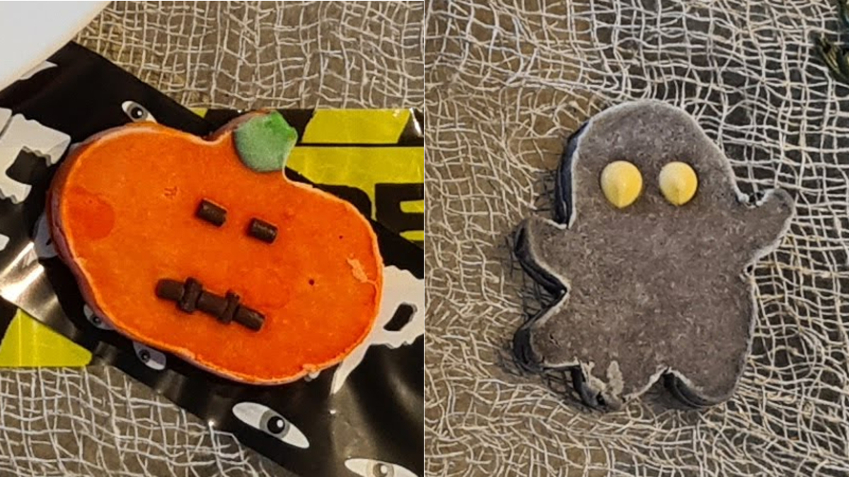 raykeane's tweet photo. @PancakeSwap I spent a few hours with the family creating these Halloween treats. We used molds to create the mini spooky pancakes &amp; for the @PancakeSwap Icon different colored pancake mixtures in squeezy bottles. They really pop against our Halloween theme &amp; tasted great #PancakeHalloween https://t.co/XWDTwRzaU0