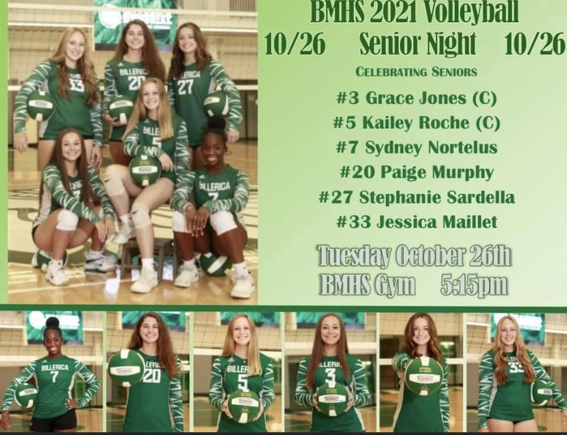 BMHSCoachA's tweet image. Big night for @BMHS_Volleyball tomorrow as we close out our regular season with Senior Night! 💚🏐 Come out and support these 6 amazing players and our 3 managers 👏🏼