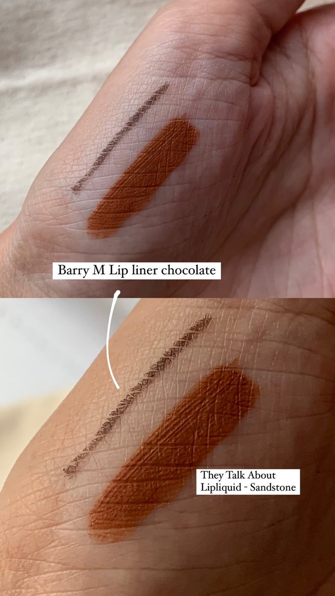 larascream's tweet photo. Finally got @BarryMCosmetics chocolate lip liner. So pretty. I paired it with They Talk About Lipquid shade Sandstone https://t.co/F4vOc9YZYe