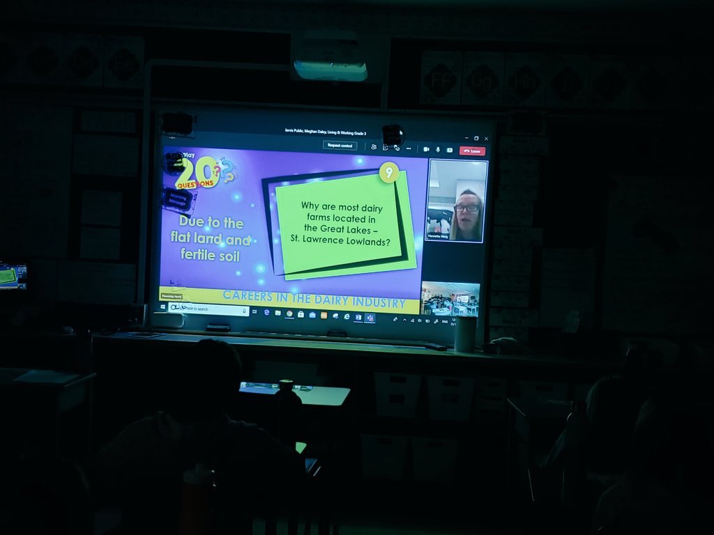Mrs Daley Twitter Tweet: Thanks @hdairyeducator1 for our virtual trip to your farm and across Ontario today! We enjoyed connecting our social studies learning to jobs related to the dairy industry and have some new "I wonder" questions to guide our future student-led inquiries #grade3 @JarvisJets @GEDSB https://t.co/NRWgymUg79