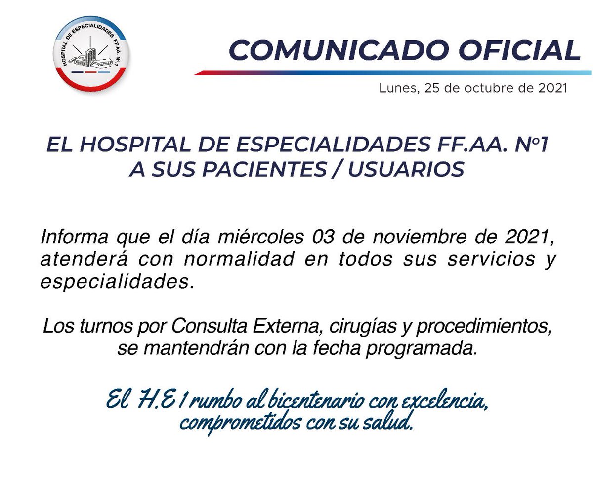 Hospital FF.AA No.1 tweet media