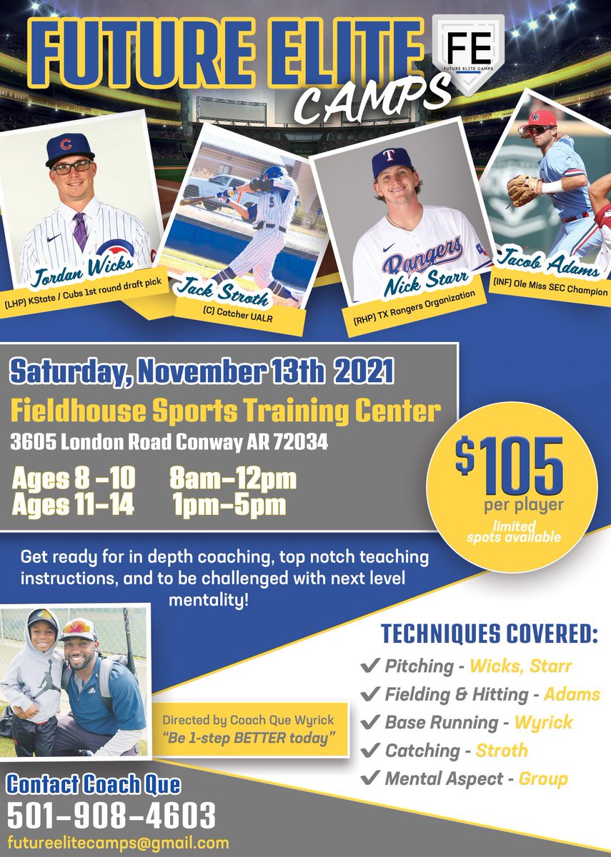 jordan_wicks99's tweet photo. Limited Spots Available!!!  Hurry up and sign up for this camp in Conway!  Great group of instructors there to cover all areas! https://t.co/pfMUPBKzkV