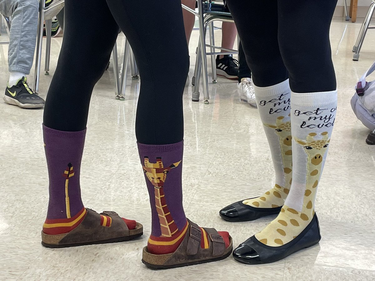 MsDiPaolo's tweet photo. Unexpected sock twin day! @BryanD205 @lynn_marlott #giraffelove https://t.co/A3hu97HMu7