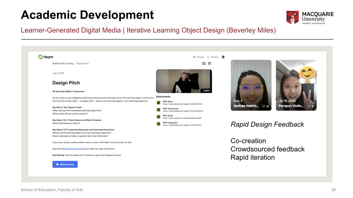 BeverleyBMiles's tweet photo. And in my own academic development workshops on #LearningSequence #LearningObject #InteractiveLiveClass I like to use @Flipgrid so learners can quickly share their design decisions, get feedback, and iterate
20 / 24
#edchat #edtech #critdigped #DesignForLearning https://t.co/zYssXALmSq