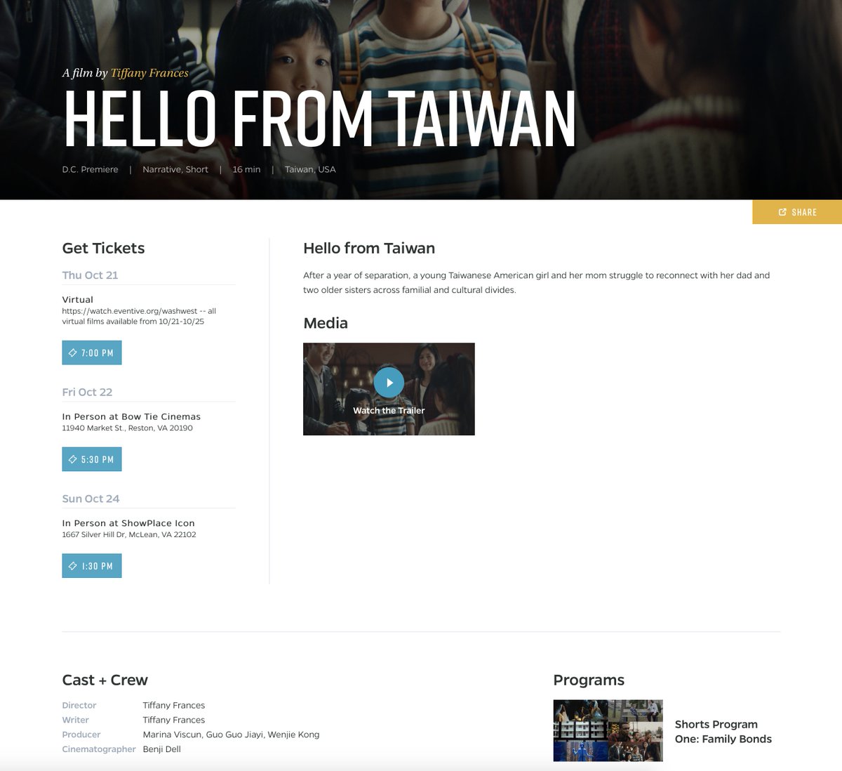 hellofromtaiwan's tweet photo. Thank you for screening Hello From Taiwan this past weekend, Washington West Film Festival! @WWFilmFest 💕📽️🎬

Wish we could've been there in person - it looked so fun! https://t.co/Uo6WJuTL9h
