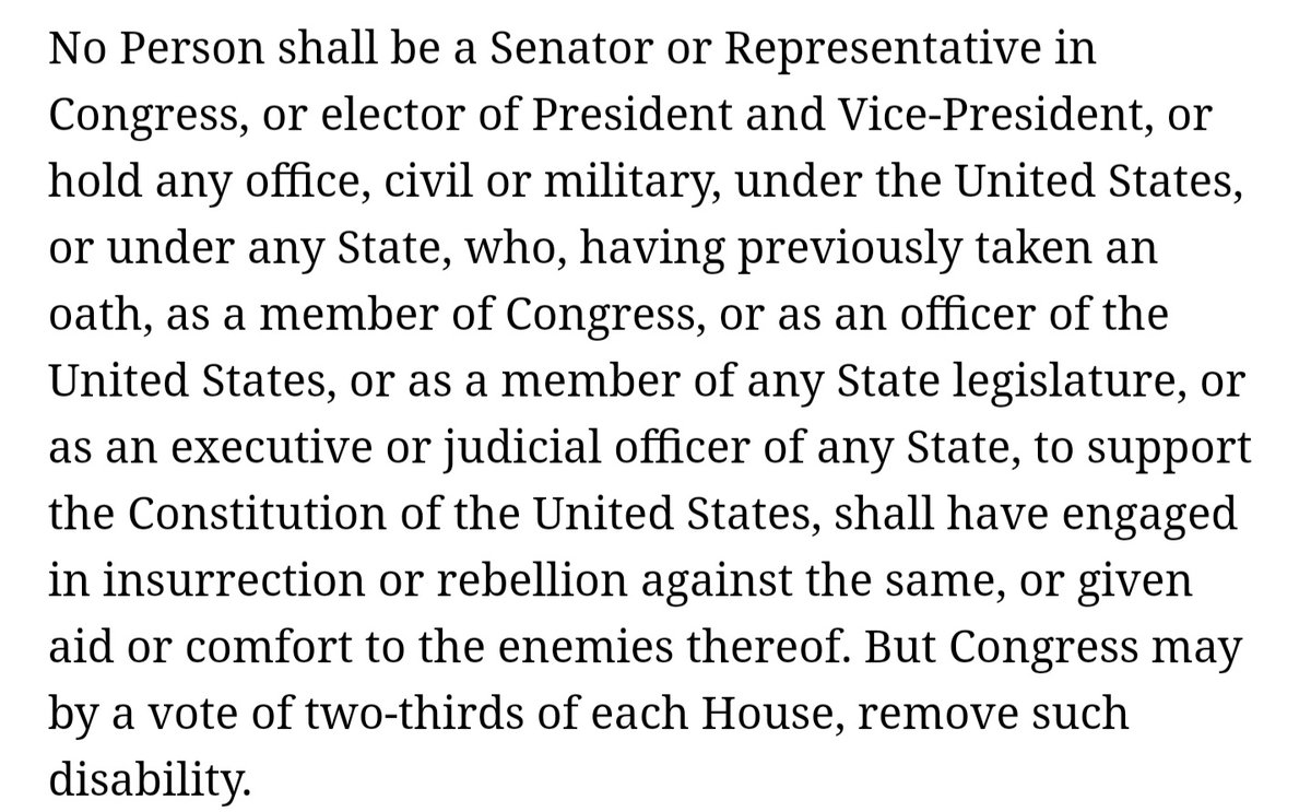 <a href="/MalcolmNance/">Malcolm Nance</a> @SenatorSinema If she does, no worries. We have the 14th Amendment to even things up. Section 3. If she switches, we should expel 2 of theirs.