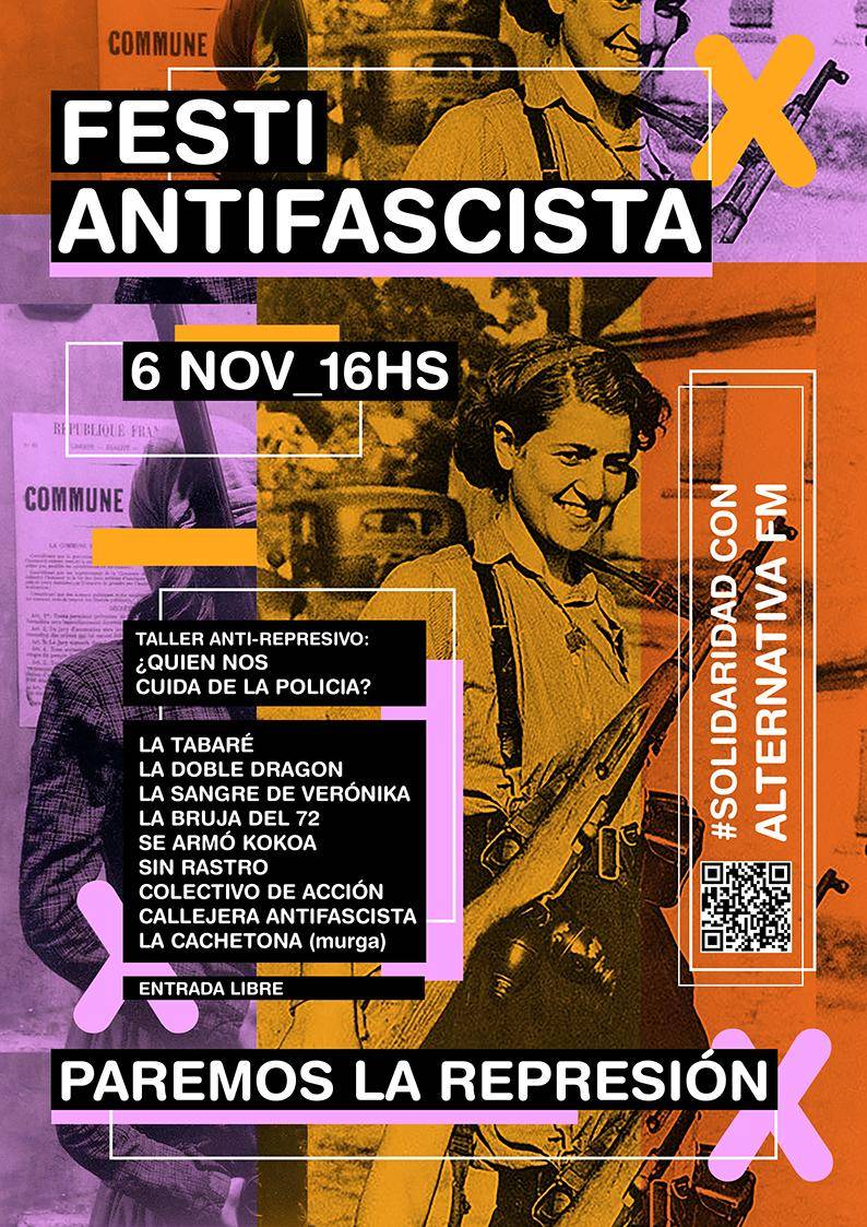 LilithGeraldine's tweet image. ⚡Festi #AntiFascista en #Montevideo

🗓️Sábado 6 de Noviembre

◾¡Por las libertades y en defensa de los medios alternativos de comunicación!
◾¡Solidaridad con Radio @alternativa_105!
◾¡Tocan a unx respondemos todxs!