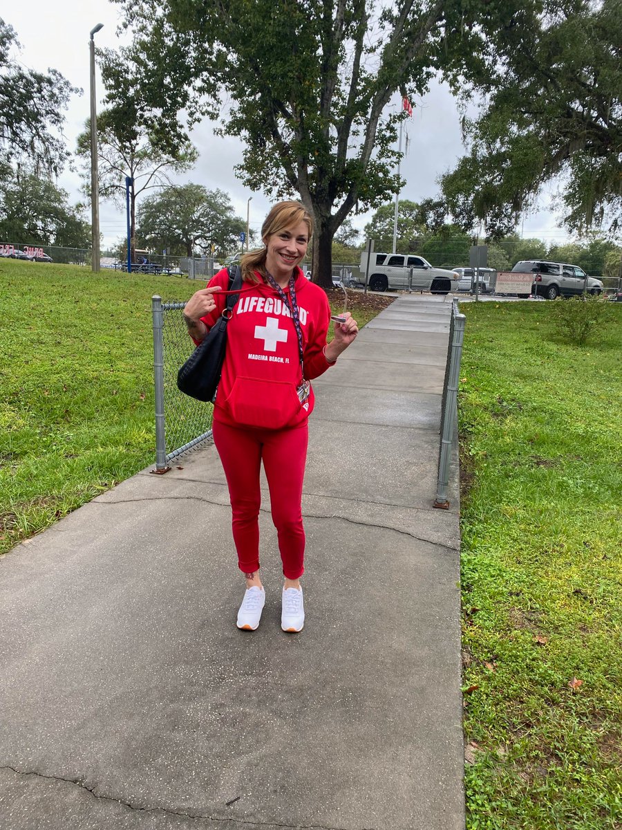 Look at our AMAZING clinic assistant on our 1st day of Red Ribbon Week.  Ms. Smuz is a true LIFE SAVER! We ❤️ and appreciate all you do to keep us healthy and safe. <a href="/CalusaFirehawks/">Calusa Elementary</a>  #BestStaffEver