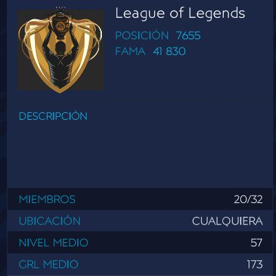 Daniel1104Dm's tweet photo. SE BUSCAN MIEMBROS
LEAGUE OF LEGENDS
GANAMOS 4000 PUNTOS 
REQUISITOS: 
MINIMO 170 GRL 
SER ACTIVO
SI ESTAS INTERESADO DEJAR NICK Y EQUIPO O MANDAR MD
TENEMOS GRUPO DE WHATSAPP
@tutiofifa
 
@EMP10_274
 
@HDWolvie
 
@Angelmo79057314
 
@Debas88cgYT
 
@JoseAlep1

Se agradece RT Y ❤ https://t.co/i4iaq5cieD