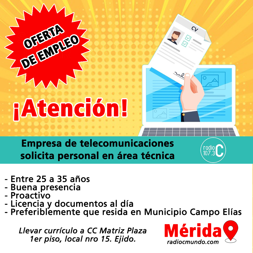 radioc107's tweet photo. ¿BUSCANDO EMPLEO? #mérida #RadioC107
Aquí te compartimos algunas vacantes disponibles 👀 
Si tienes una empresa y estás buscando personal, contrata con nosotros, te ayudamos a difundir tu marca y aquellos empleos que tengas disponibles 📢

https://t.co/7V27AuTyjF
📱0424-723.50.21 https://t.co/ufw70NukGm