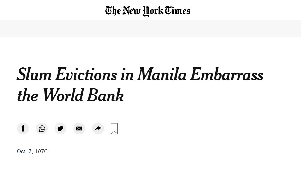 SaltAndReality's tweet photo. In '76 the Marcoses hosted the IMF-WorldBank Mtg at the new PICC. They also got a $32M loan for the Tondo Urban Renewal to beautify Manila for the event. However, instead of on-site dev't, Imelda ordered squatter areas demolished &amp; people loaded in garbage trucks &amp;dumped far away https://t.co/znG3SyATZE