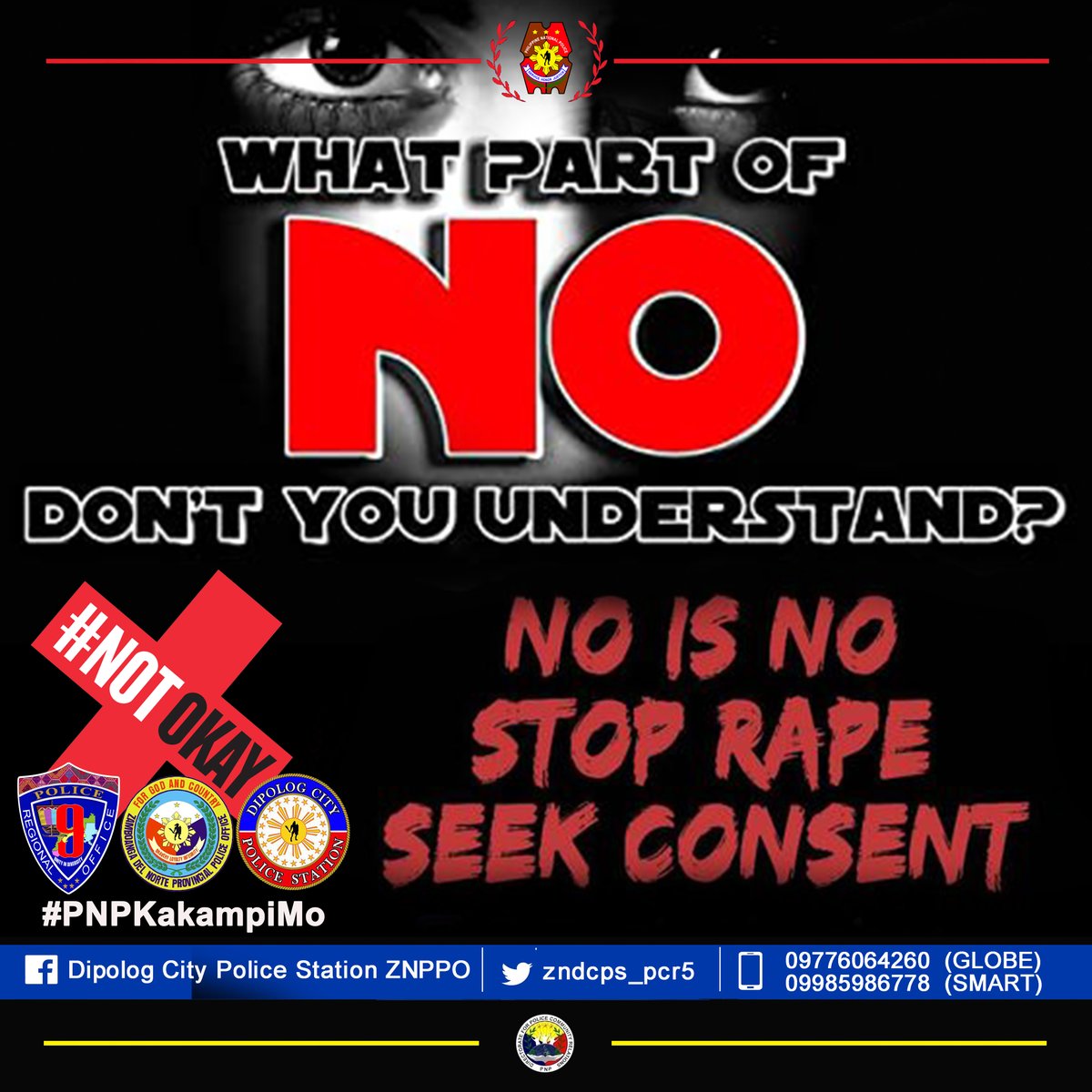 Say NO to VAWC
ctto
#ZNPPO
#PNPCares
#PNPumaksyonmabilis
#TeamPNP
#WeServeAndProtect
#PNP
#pulisatkomunidad
#PNPKakampiMo