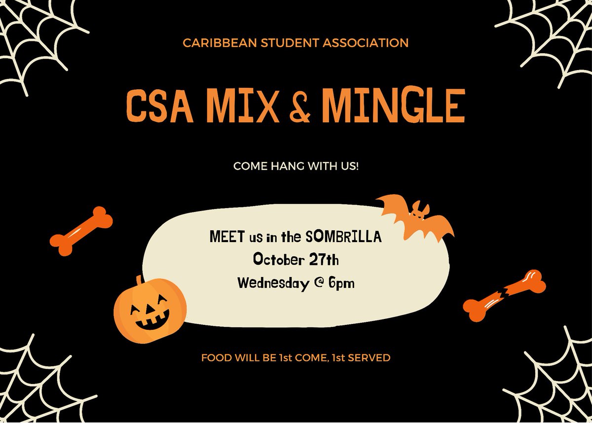 UTSA_CSA's tweet photo. Hey y’all if you’re free this Wednesday come out grab a bite &amp; hang! 👻🎃 

#UTSA #utsa22 #utsa23 #utsa24 https://t.co/1quqeK6kUz