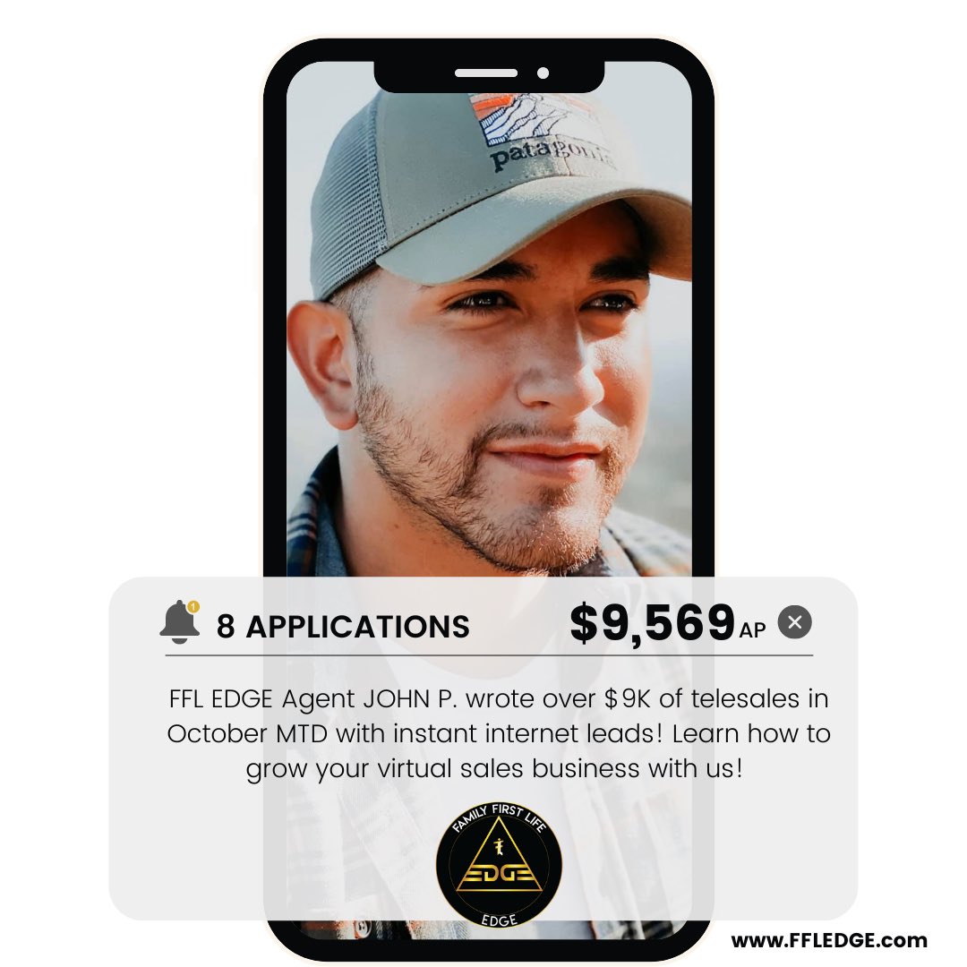 John has telesales dialed in!  Over $9K in sales = Over $9K in commissions! FFLEDGE.com #jobs #mondayreport  #workfromanywhere #job #insuranceagent #remotework #smallbusiness #lovemyjob #hiring