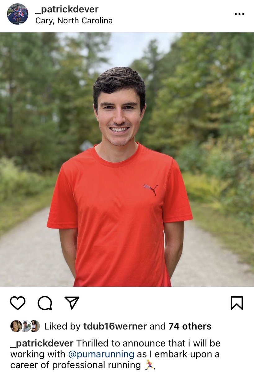 TheRealMerb's tweet photo. The North Carolina-based Puma group has announced several signings tonight: 

Patrick Dever (Tulsa) - NCAA 10k Champ
Blaise Ferro (NAU) - 13:31/27:55 
John Dressel (Colorado) - 13:37/28:03

There may even be an Instagram/name! https://t.co/dU2QPBNN6x