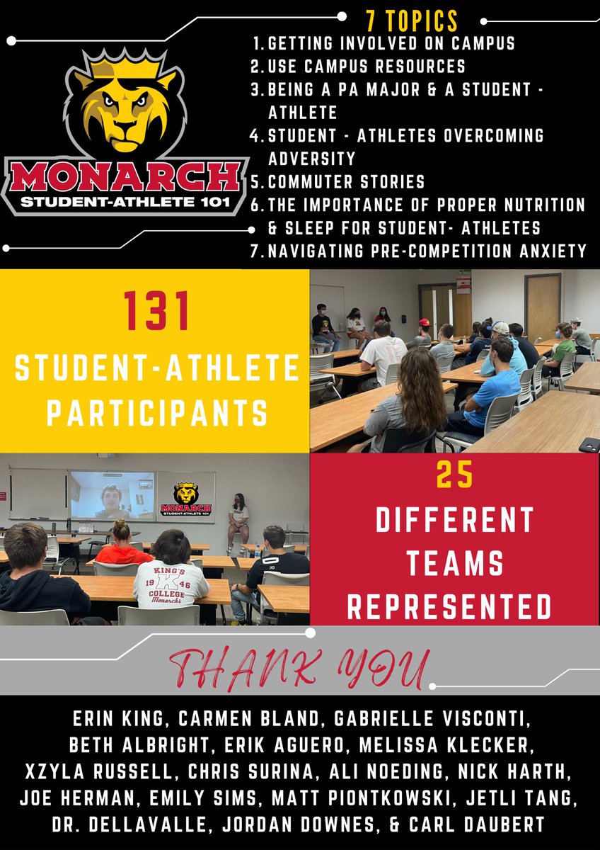 KC_SAAC's tweet photo. 7 weeks already?! Time flies when you're having fun. π€© THANK YOU to our participants and guests that joined us this semester. Beyond grateful that we were able to gather in person this year. #Monarch101
π Stay tuned for other events this academic year. #LeosLeaders https://t.co/Dh17D4AMq7