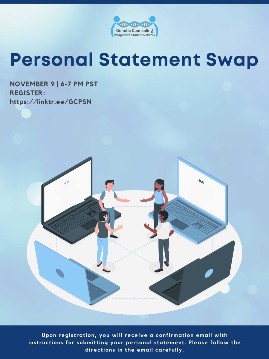 Hey all! Are you looking for feedback on how to improve them?

Please join us on 11/9 for our personal statement swap! We will create small feedback groups where generic counseling program applicants can provide and receive feedback on personal statements.