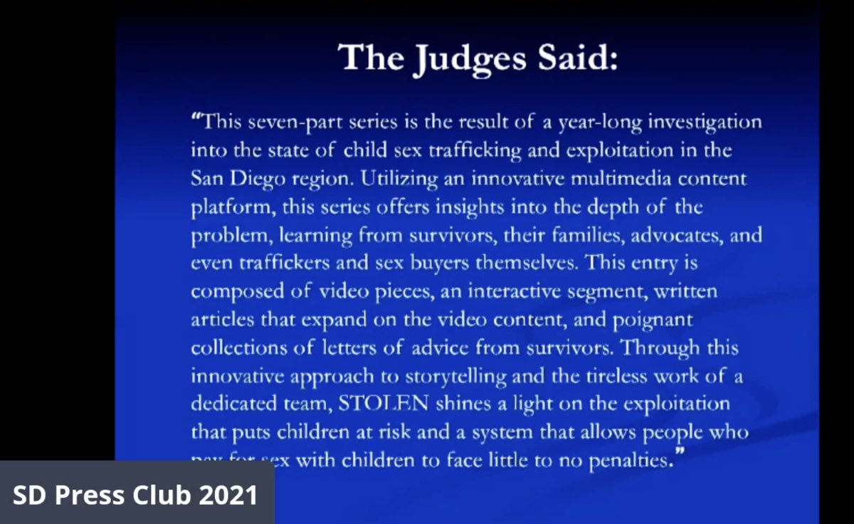 Best of Show for their Body of  Work this year is <a href="/MonicaNBCSD/">Monica Dean</a> @TomJonesNBC Elroy Spatcher &amp; Jay  Yoo - BIG night for <a href="/nbcsandiego/">NBC 7 San Diego</a> at the #jawards2021