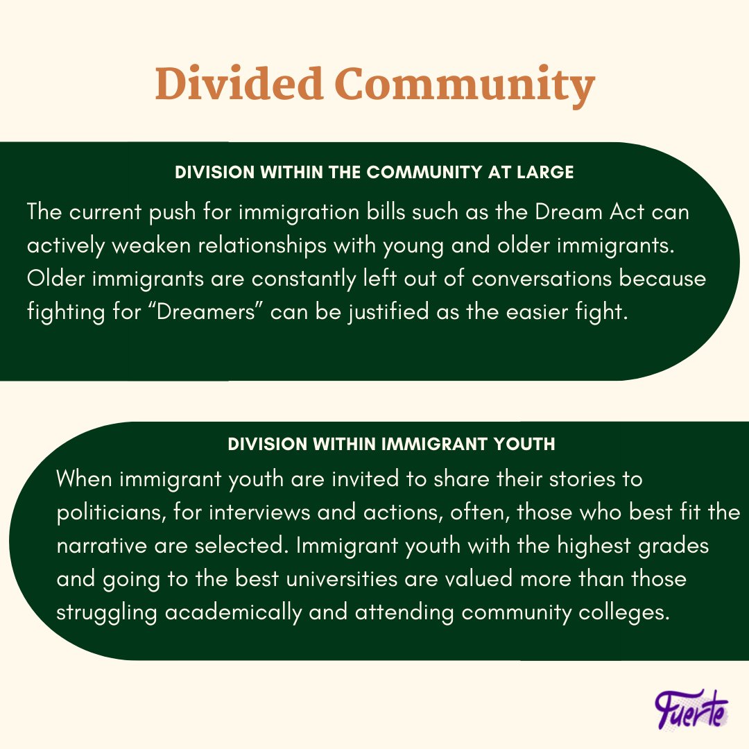 FuerteAZ's tweet image. The dreamer narrative has led to unintended consequences in the immigrant movement. These consequences have resulted in division and exclusion. Follow along for part 3 of the series where we discuss how we can move forward in this fight.  
#DreamerNarrative #ProtectionForAll