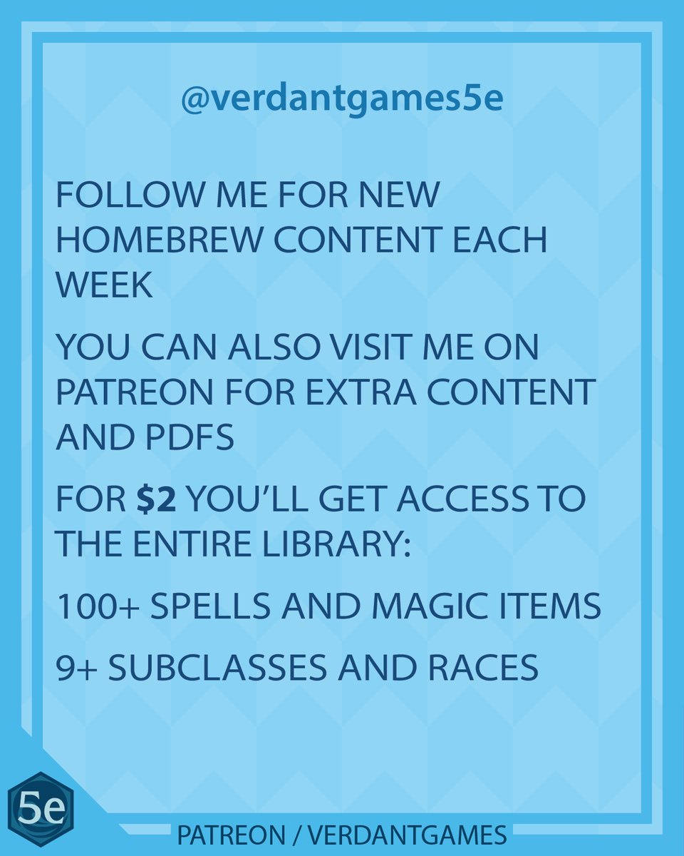verdantgames5e's tweet photo. Withertouch, 5th-level necromancy 

You drain the vitality from a creature, exhausting it and reducing its pool of hit dice

Art by @ossocavo

#foregonecompendium #dnd #dnd5e #dndhomebrew #homebrew #dndspells #5espells #patreon #patreoncreator #ttrpg #d20 https://t.co/a0kFKYeoaS