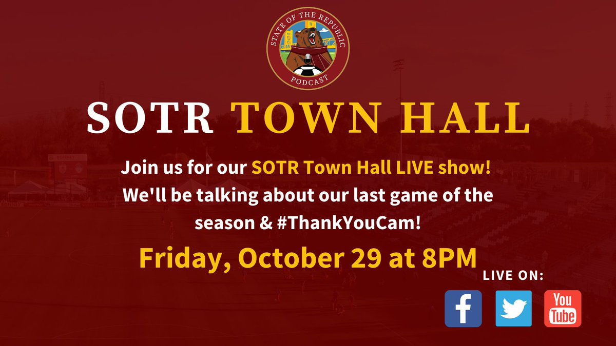 StateRepublic12's tweet photo. Join us this Friday for our end-of-season Town Hall! We talk about #SACvSD & our favorite @cam31iwasa moments #ThankYouCam! β½οΈπ
If you want to join the live show feel free to let us know! π
Live on FB, Twitter, & YouTube at: https://t.co/sooz1keun0
#SacRepublic #Sacramento https://t.co/M2x0BRoUoB