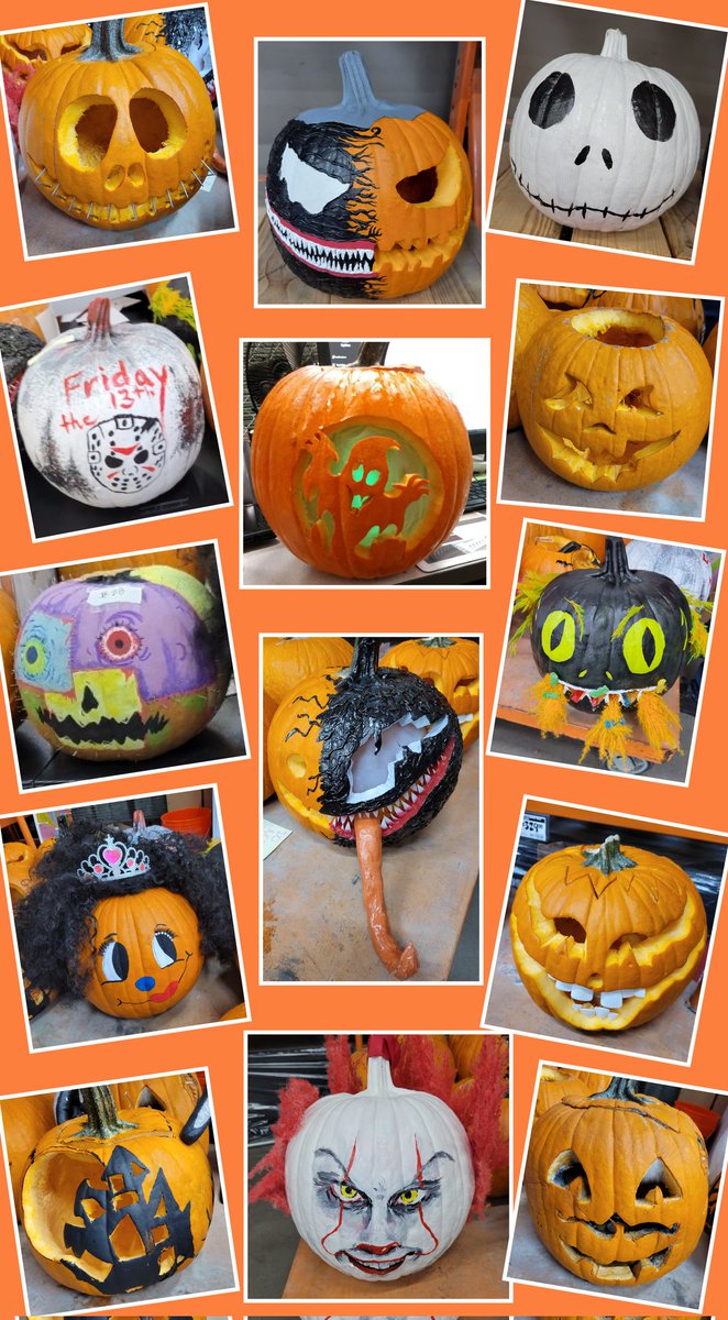 Department Pumpkin Carving Contest! Here is a better look at all of our pumpkins so far. We definitely have some very talented associates in our store! #47WON #CAM2021 #Vote4YourFavorite <a href="/HDTevinFreeman/">HD Tevin Freeman</a> <a href="/D66Celest/">Sheldon Celestine 🇹🇹🇺🇸</a> <a href="/cat_thanner/">Cathy Thanner</a> @LopezRossanna <a href="/AttusoJodie/">Jodie Attuso</a> <a href="/ciara_lauraa/">Ciara Rabold</a>