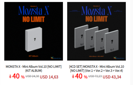 Ktown4u_IDN's tweet photo. Ktown4u ID X @monstaxtradeINA 

💿MONSTA X - Mini Album Vol.10 [NO LIMIT]
🖤Random Ver.
🖤[4CD SET] Ver.1 + Ver.2 + Ver.3 + Ver.4
🖤KIT ALBUM

📍DANA payment is available!

40% OFF👉https://t.co/43uvdTgQLT https://t.co/nLZgLJLaZY