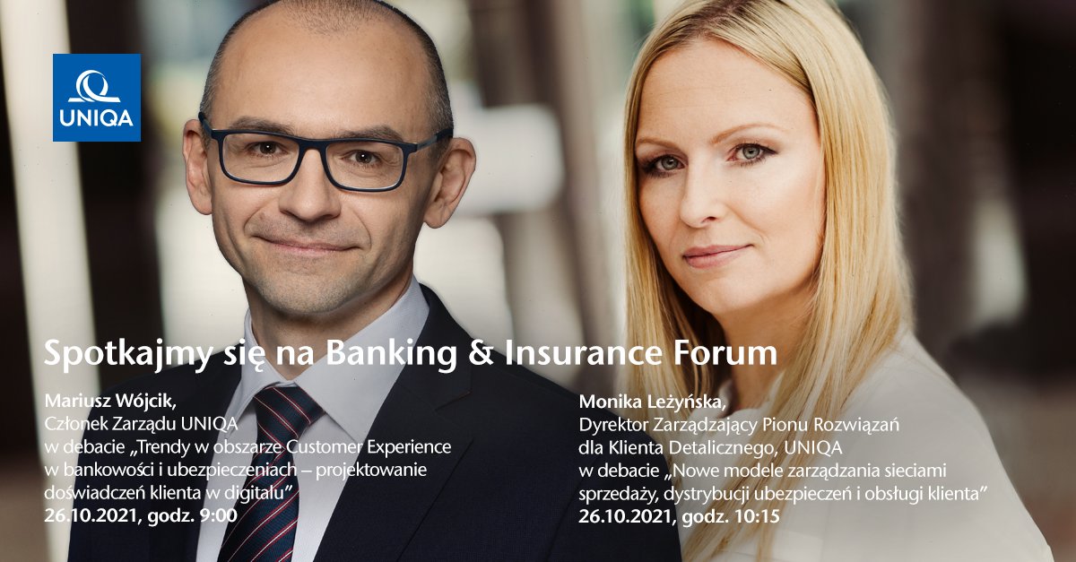 UNIQAPolska's tweet photo. Dziś zapowiadają się ciekawe dyskusje na @bankinsurforum. Zapraszamy!

#BF2021 #IF2021 #ubezpieczenia #insurance #insuranceforum https://t.co/EqQIwnNXVb