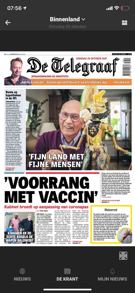 Zelf lukte het mij niet toen ik er werkte, maar mijn lieve vader heeft de voorpagina van #detelegraaf gehaald