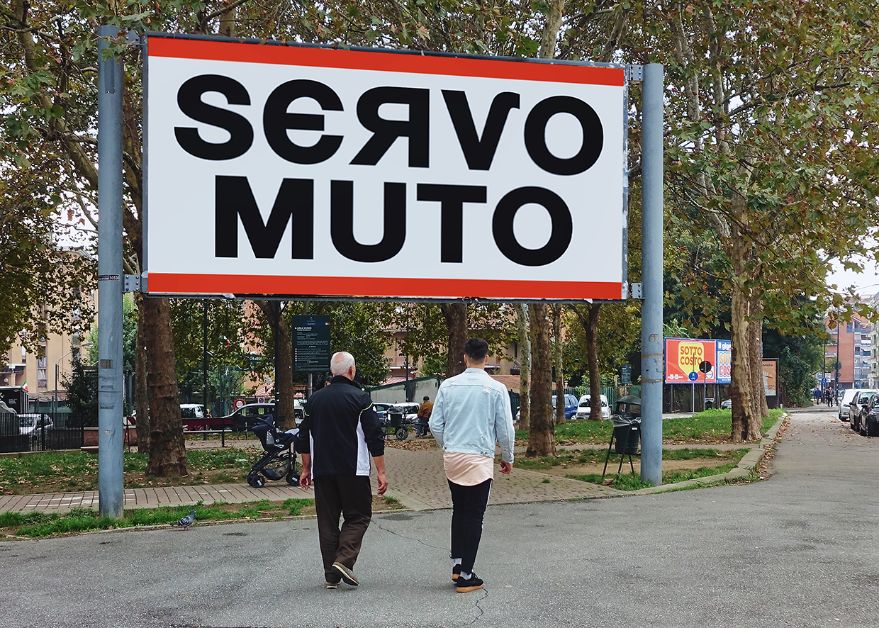 EdoardoArpaia's tweet photo. Alla rotonda di #PiazzaBottesini a #Torino il manifesto "SERVO MUTO, d’après Fabio Mauri", realizzato dall'artista #AlessandroBulgini per il progetto #OperaViva in #BarrieradiMilano.
https://t.co/clQiF8iBZV

@Flashback_TO @turismotorino #turin #contemporaryart @GiuliaGaiato https://t.co/KRE2G6orxD