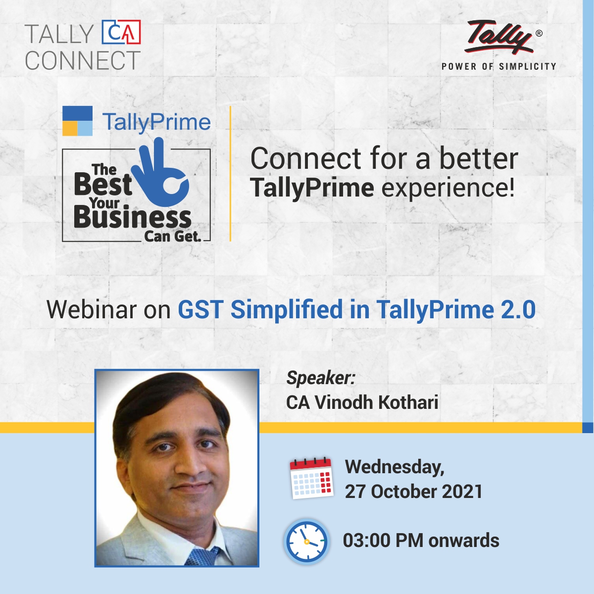 tallysolutions's tweet image. Presenting the next webinar in our weekly 🤝CA Connect series - on all you need to know about TallyPrime 2.0!

Register for the next webinar at 👉 bit.ly/tcc271021

Check out all our webinars at 👉 bit.ly/tallycaconnect

#WebinarsByTally #CAConnect #BestForBiz