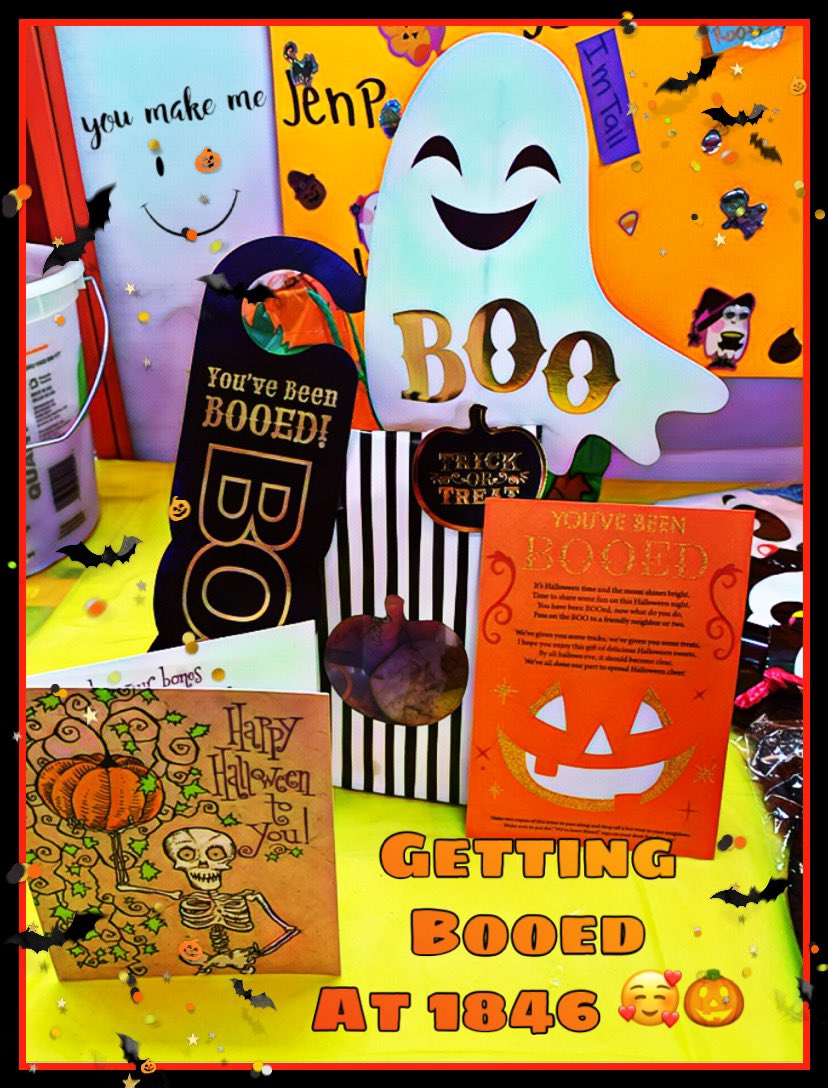 KimSharman3's tweet photo. Love the giving spirit running through 1846! Today I got BOOED! BOO Bags started appearing recently, got some great cookies and lip balm, now I will happily keep it going!#1846proud #homerween #funatwork #ivebeenbooed @BerumenNaz @EddiePereida101 @catelyn_sober @Carrie_e_Garcia https://t.co/Q1WzboAaYT