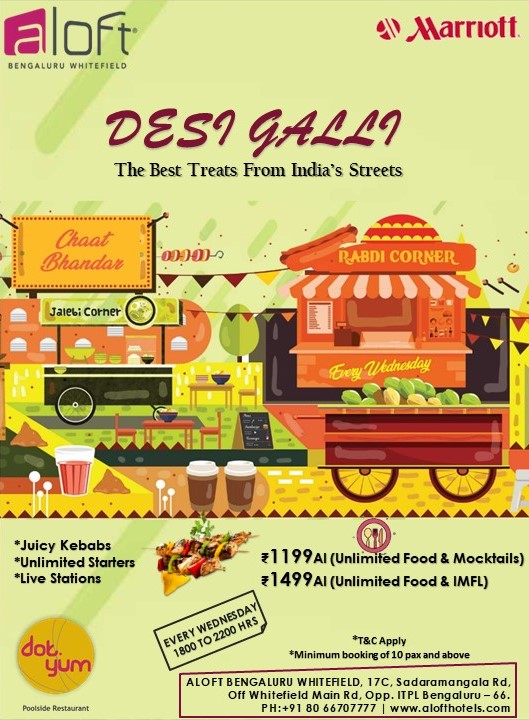 BengaluruAloft's tweet photo. Desi Galli!!
Relish lip smacking wide array of tasty and appetizing street food varieties &amp; assortments by the Poolside.
Choose from varieties of street food, specially selected by our Chef to cater to every kind of palate.
For bookings please call: 91 9591974323 | 80 66707777 https://t.co/IdQb4QDLav