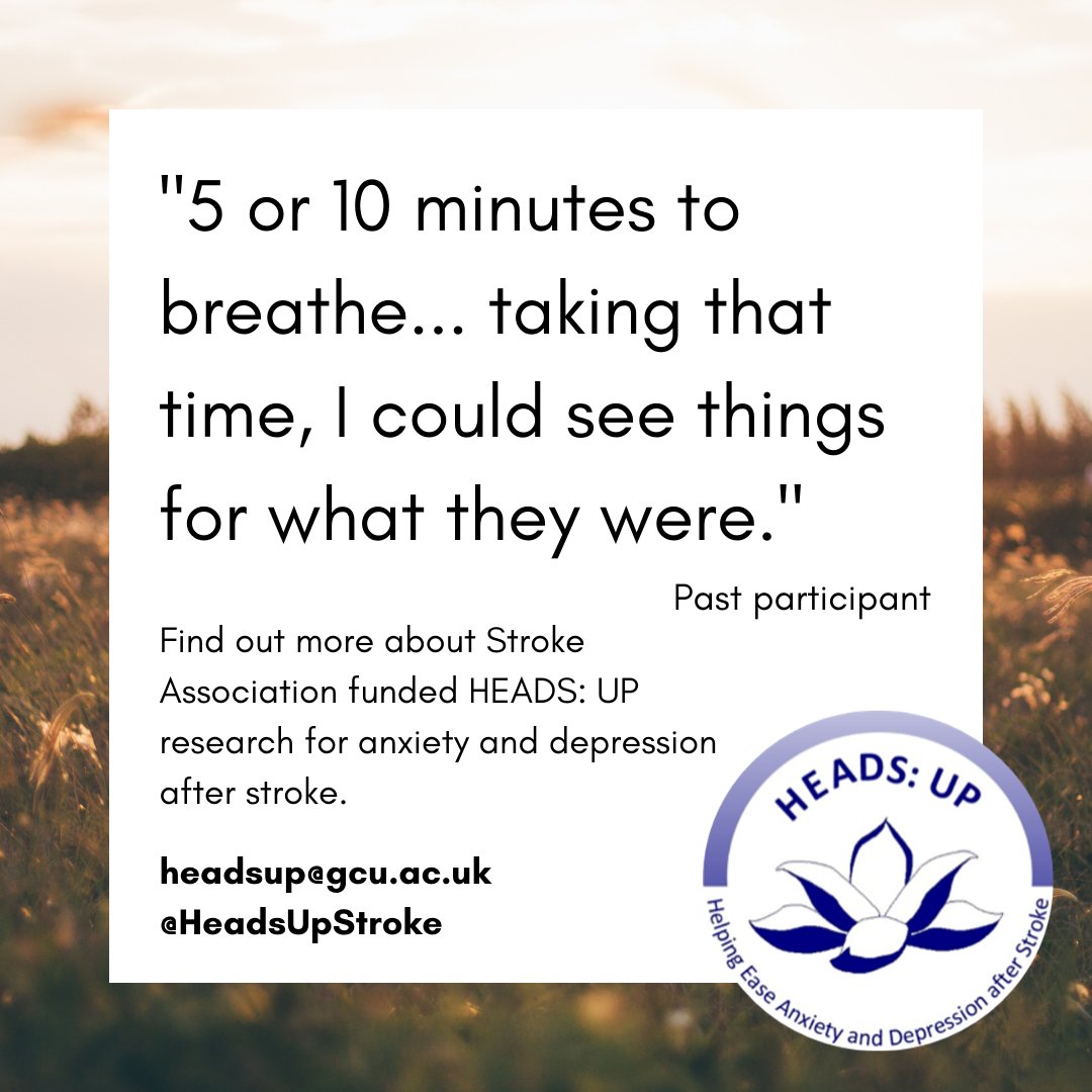 Have you had a stroke? Do you know someone who has? Mindfulness may help depression &amp; anxiety after stroke. It's quick &amp; easy to get involved in our research and you could really help make a difference. Just visit our webpage bit.ly/3vu4bHN to register your interest.