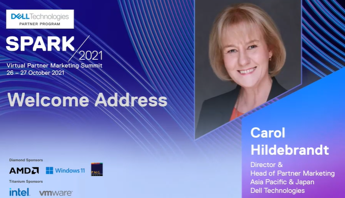 1phildata's tweet photo. Welcome Address. Presented by Carol Hildebrandt, Director and Head of APJ Partner Marketing, Dell Technologies #DellTechSPARK
@DellTechPartner
#DellTechSPARK2021 https://t.co/0O0EWuRBda