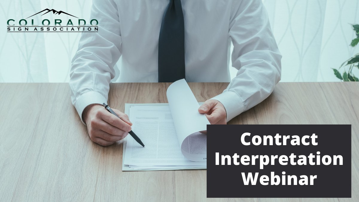 Please join your fellow CSA members for a Contract Interpretation Webinar on Thursday, Oct. 28 at 4:00 PM. It will be presented by Nicole Bergstrom, J.D., from SmithCraft Custom Architectural Signs in Arizona. Info/Register: cosigns.org/events/csas-co…