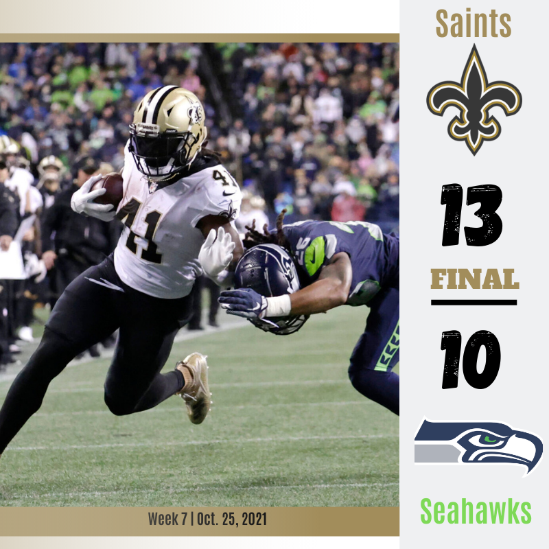 SaintsNOW's tweet photo. It wasn't pretty, but the Saints get the win on MNF, 13-10. https://t.co/8K4CI5WCZd